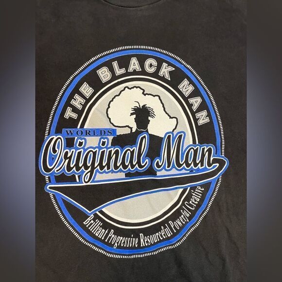 VINTAGE The Original Black Man Graphic T-shirt Men XXL Black God Religion - Picture 2 of 6